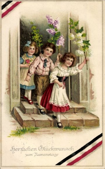 Postcard Congratulations Name Day, Children