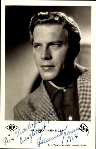 Postcard actor Helmuth Schneider, portrait, Ännchen von Tharau, autograph