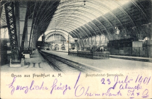 Ak Frankfurt am Main, Hauptbahnhof, Perronhalle