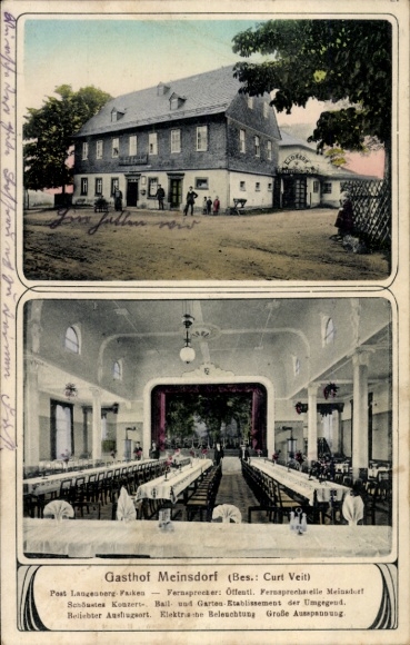 Postcard Meinsdorf Callenberg in Saxony, Gasthof Meinsdorf, ballroom