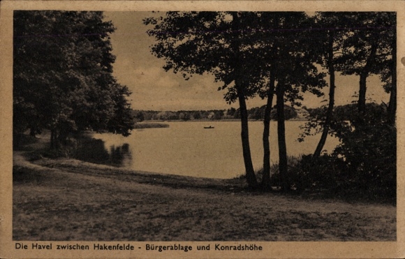 Postcard Berlin Spandau Hakenfelde, Havel between Bürgerablage and Konradshöhe