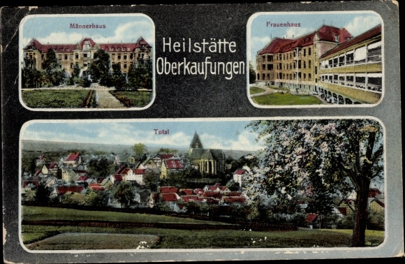 Postcard Oberkaufungen Kaufungen Hessen, sanatorium, men&#39;s house, women&#39;s house, total view