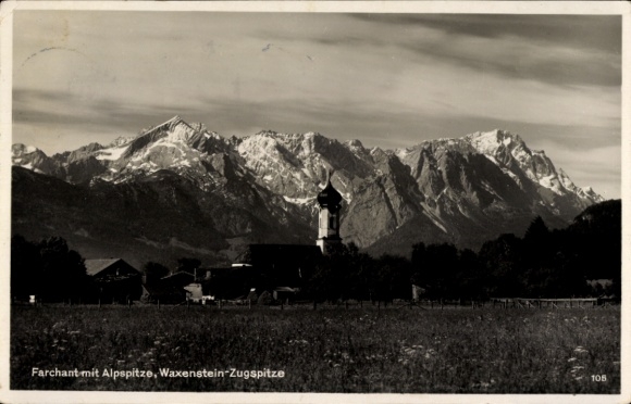Postcard Farchant Upper Bavaria, Panorama, Alpspitze, Waxenstein, Zugspitze
