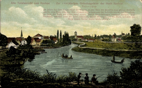 Ak Itzehoe in Schleswig Holstein, 1100 Jahrfeier 1910, Totalansicht der Stadt