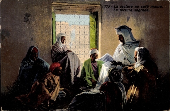 Ak La lecture au café maure, Araber, Maghreb