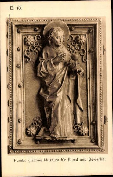 14 Postcard pieces of furniture, figures and wall hangings made of metal, Hamburg Museum of Arts and Crafts