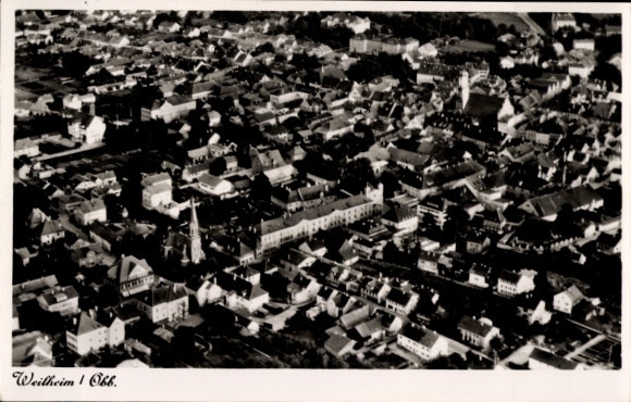 Postcard Weilheim Upper Bavaria, aerial photograph