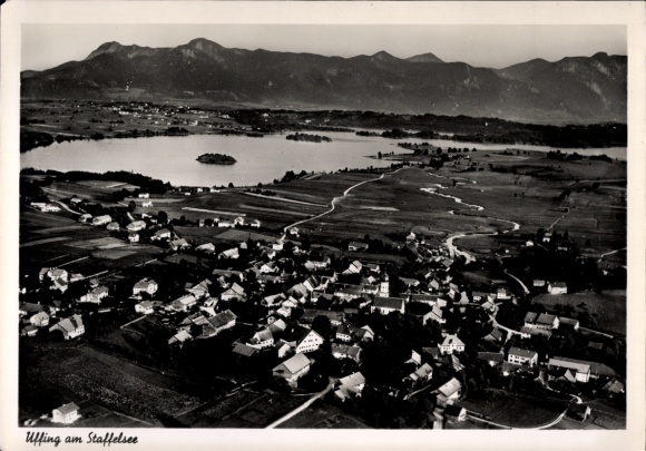 Ak Uffing am Staffelsee Oberbayern, Fliegeraufnahme
