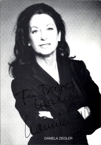 Postcard actress Daniela Ziegler, portrait, autograph