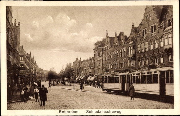 Postcard Rotterdam South Holland Netherlands, Schiedamscheweg, tram