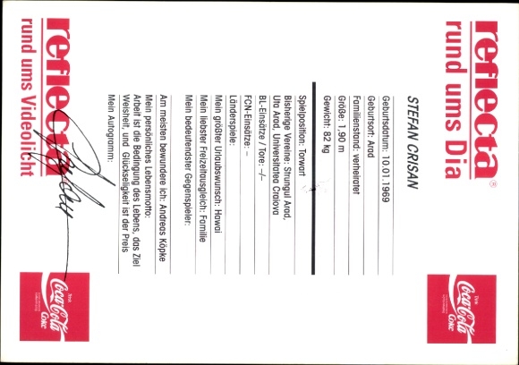 Autograph card footballer Stefan Crisan, 1. FC Nuremberg, autograph