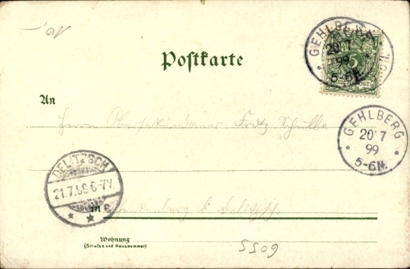 Chromo-Litho Gehlberg Suhl Thuringia, Greetings from the Schmücke, Schneekopfturm
