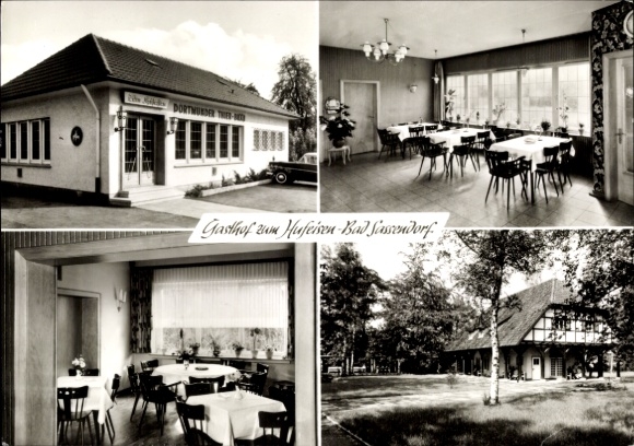 Postcard Bad Sassendorf in the Soest district, Gasthof Zum Hufeisen, interior view