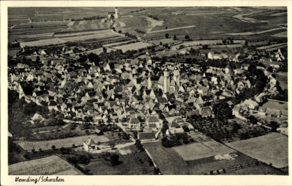 Postcard Wemding in Swabia, aerial photograph