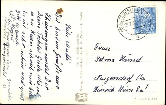 Postcard Altenfeld Thuringian Forest, Masserberger Straße, apartment buildings, valley view