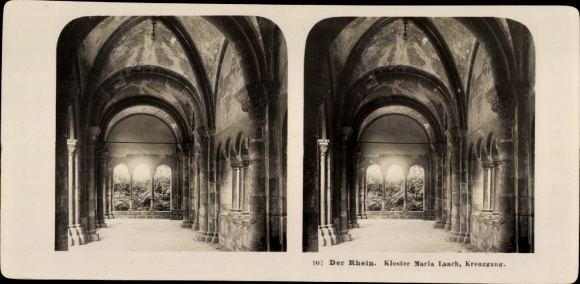Stereo Foto Glees in der Eifel, Kloster Maria Laach, Kreuzgang