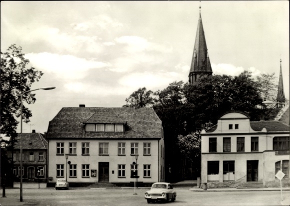 Postcard Warin in Mecklenburg, town hall