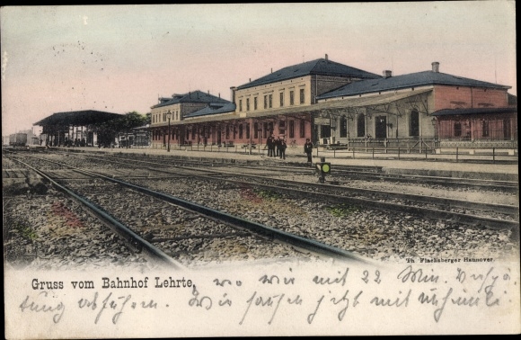 Postcard Lehrte in Lower Saxony, train station, track side