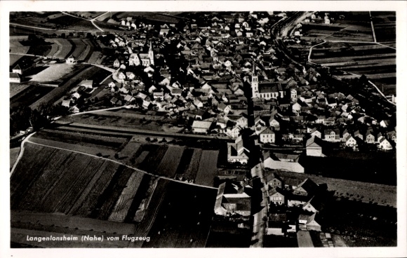 Postcard Langenlonsheim on the Nahe Pfalz, aerial photograph, Hotel Jöst