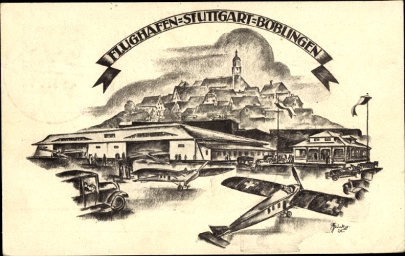 KP artystyczna Böblingen w Wirtembergii, lotnisko Stuttgart-Böblingen, samoloty