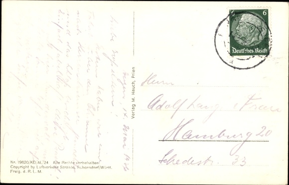 Postcard Herrenchiemsee Herreninsel Chiemsee Upper Bavaria, castle, panorama