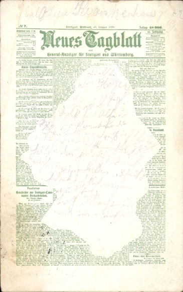 Newspaper Postcard Neues Tagblatt, newspaper