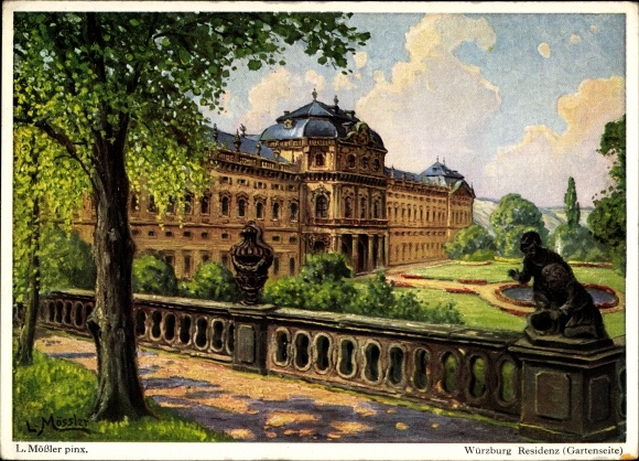 Artist PC Mößler, L., Würzburg am Main, Lower Franconia, residence, garden side