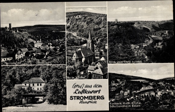 PC Stromberg im Hunsrück, partial view with church, health resort, school camp Hesse, youth hostel