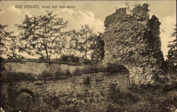 Postcard Bad Driburg in Westphalia, Iburg ruins