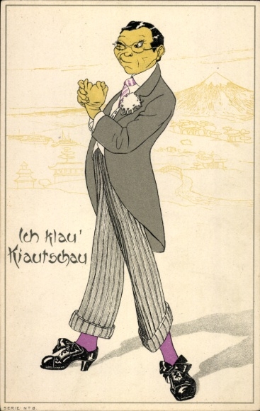 Artist Postcard Quingdao Kiautschou China, I steal Kiautschau, Japanese, Japanese siege 1914