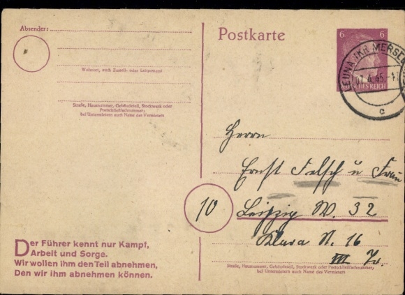 P 314 II a "Leuna (Merseburg district) 7.4.45"