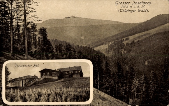 Postcard Brotterode in Thuringia, Prussian Court, Great Inselberg, Forest