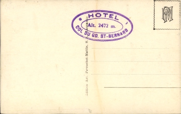 Postcard St Bernard Sankt Bernhard Canton Valais, Grand St Bernard, monk with St. Bernard