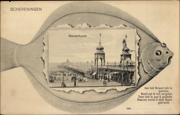 Passepartout Postcard Scheveningen The Hague South Holland, Wandelhoofd