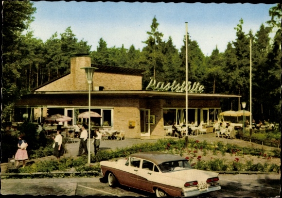 Postcard Pfungstadt West in Hesse, part of the motorway service station, owner A. Schmeisser, terrace