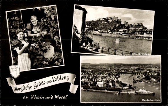 Ak Koblenz am Rhein,  aus  Rhein und Mosel, Ehrenbreitstein, Deutsches Eck