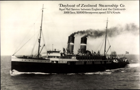 Postcard Dayboat of the Zeeland Steamship Co., Fährschiff