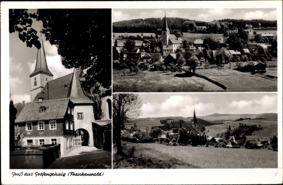KP Grafengehaig w Lesie Frankońskim, część kościoła, panoramiczny widok na to miejsce