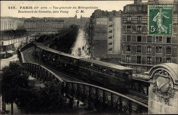 Ansichtkaart Paris XV Vaugirard, Vue générale du Métropolitain, Boulevard de Grenelle, couplet Passy