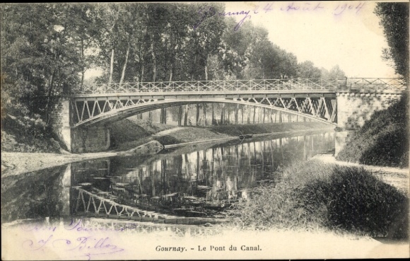 Postcard Gournay sur Marne Seine Saint Denis, canal bridge