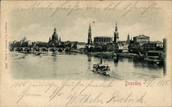 Relief Postcard Dresden Old Town, Panorama