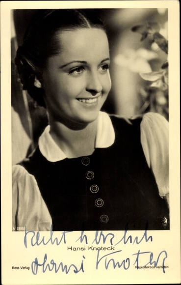 Postcard actress Hansi Knoteck, portrait, autograph