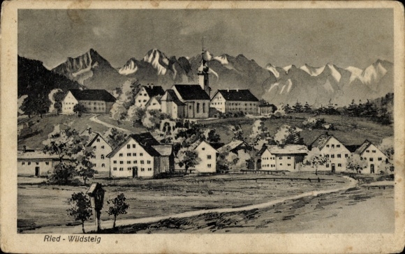 Postcard Ried Wildsteig in Upper Bavaria, general view
