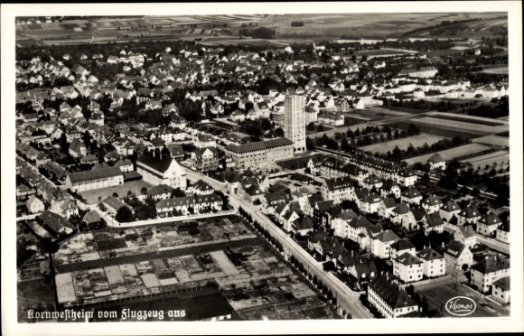 Postcard Kornwestheim in Württemberg, aerial view of cityscape, buildings, fields