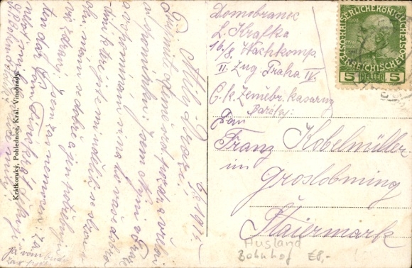 Postcard Praha Prague Czech Republic, train station