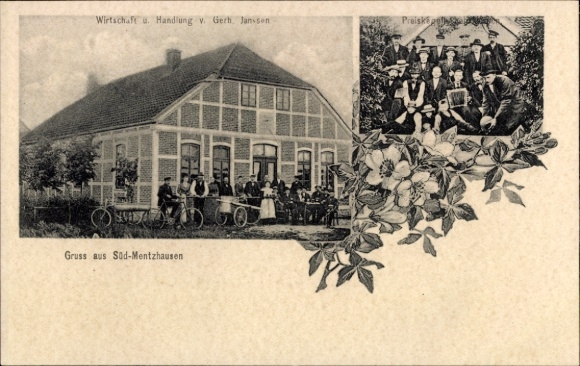 Postcard Süd Mentzhausen Jade in Lower Saxony, economy, business, prize bowling
