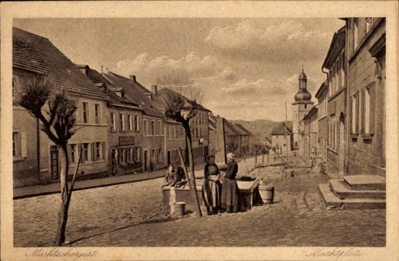Ak Marktschorgast in het Fichtelgebirge, marktplein, kerk