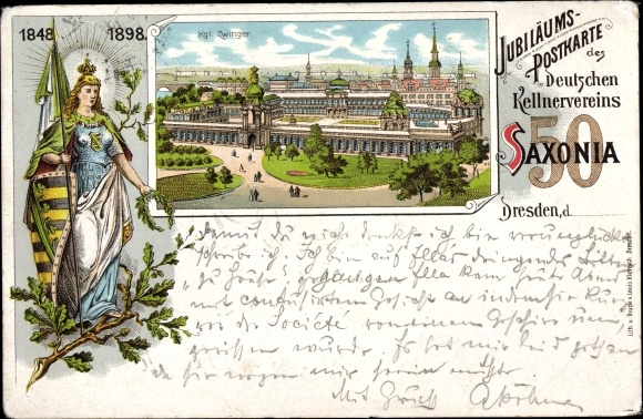 Stare miasto lito Dresden, 50. rocznica powstania niemieckiego stowarzyszenia kelnerskiego Saxonia 1898