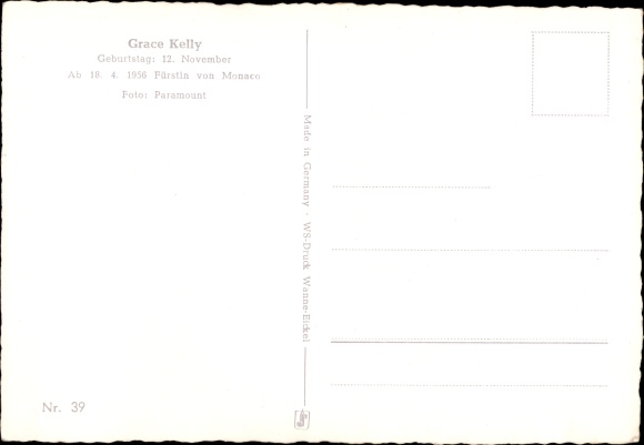 Postcard Actress Grace Kelly, Portrait, Princess Grace of Monaco