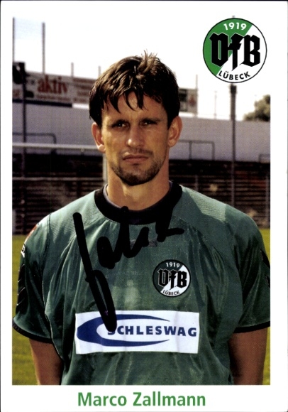 Autograph card footballer Marco Zallmann, VFB Lübeck, autograph